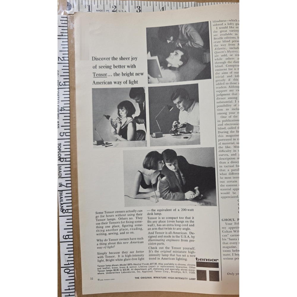 Tensor Miniature High Intensity Desk Lamp Model 5975 print ad